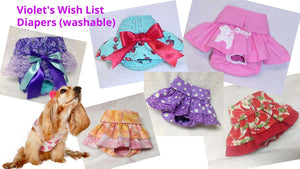 Send Violet a gift from her wish list: doggie diapers